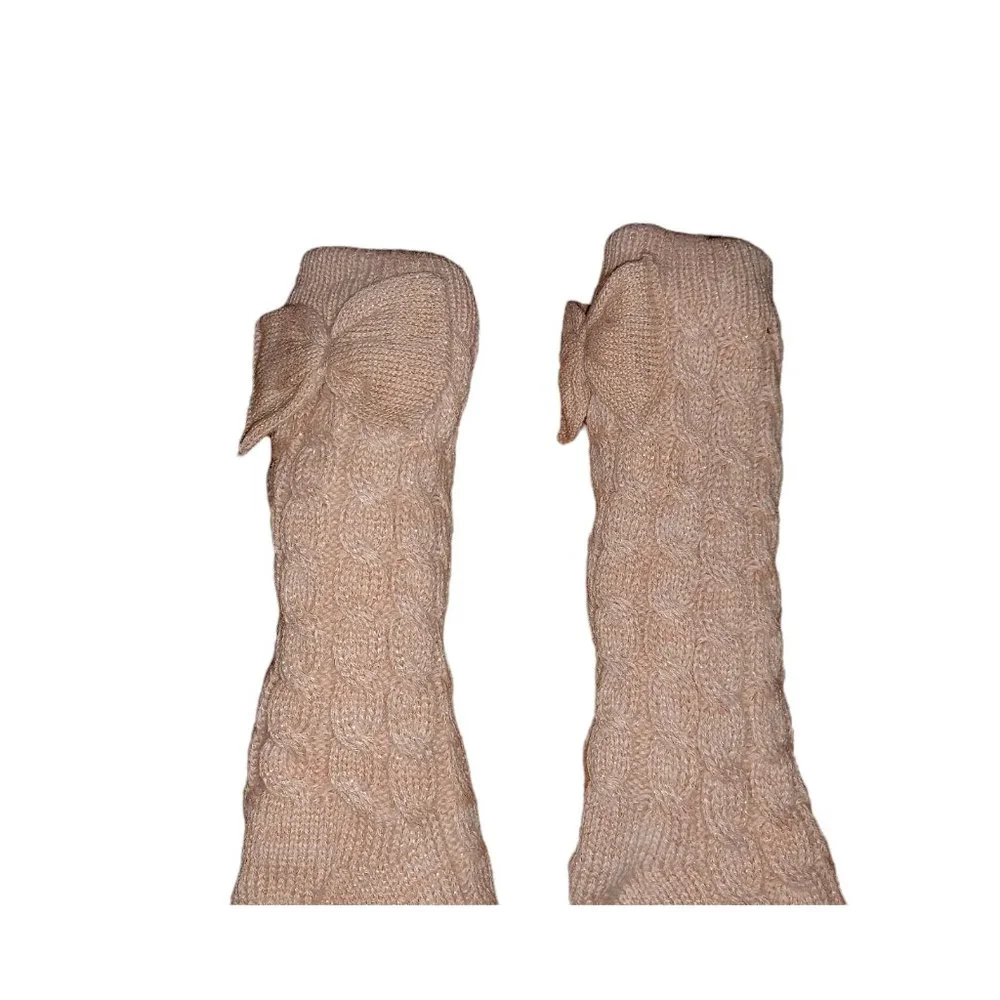 UGG Pink Lined Laila Bow Fleece Lined Womens Heavy Duty Socks